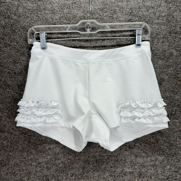 Fila Shorts Girls S Small White Mid Rise Pull On Chino Ruffle Stretch Casual - Picture 1 of 5